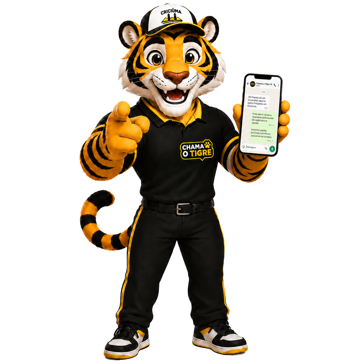 Tigre apontando, convidando profissionais a fazer parte